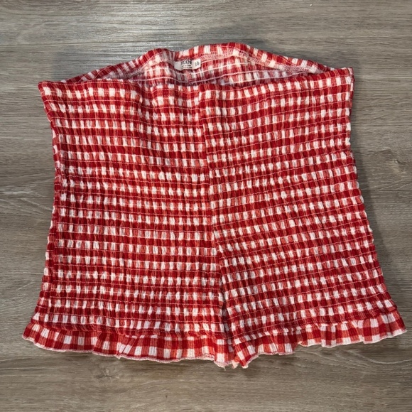Ardene Smocked Gingham Shorts with Ruffled Hem - Picture 2 of 5